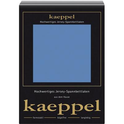 Spannbettlaken KAEPPEL "Single Jersey Mako Cotton", blau (stahlblau), B:140-160cm L:200cm, Jersey, Obermaterial: 100% Baumwolle, Laken, Bettlaken aus 100% Baumwolle Image
