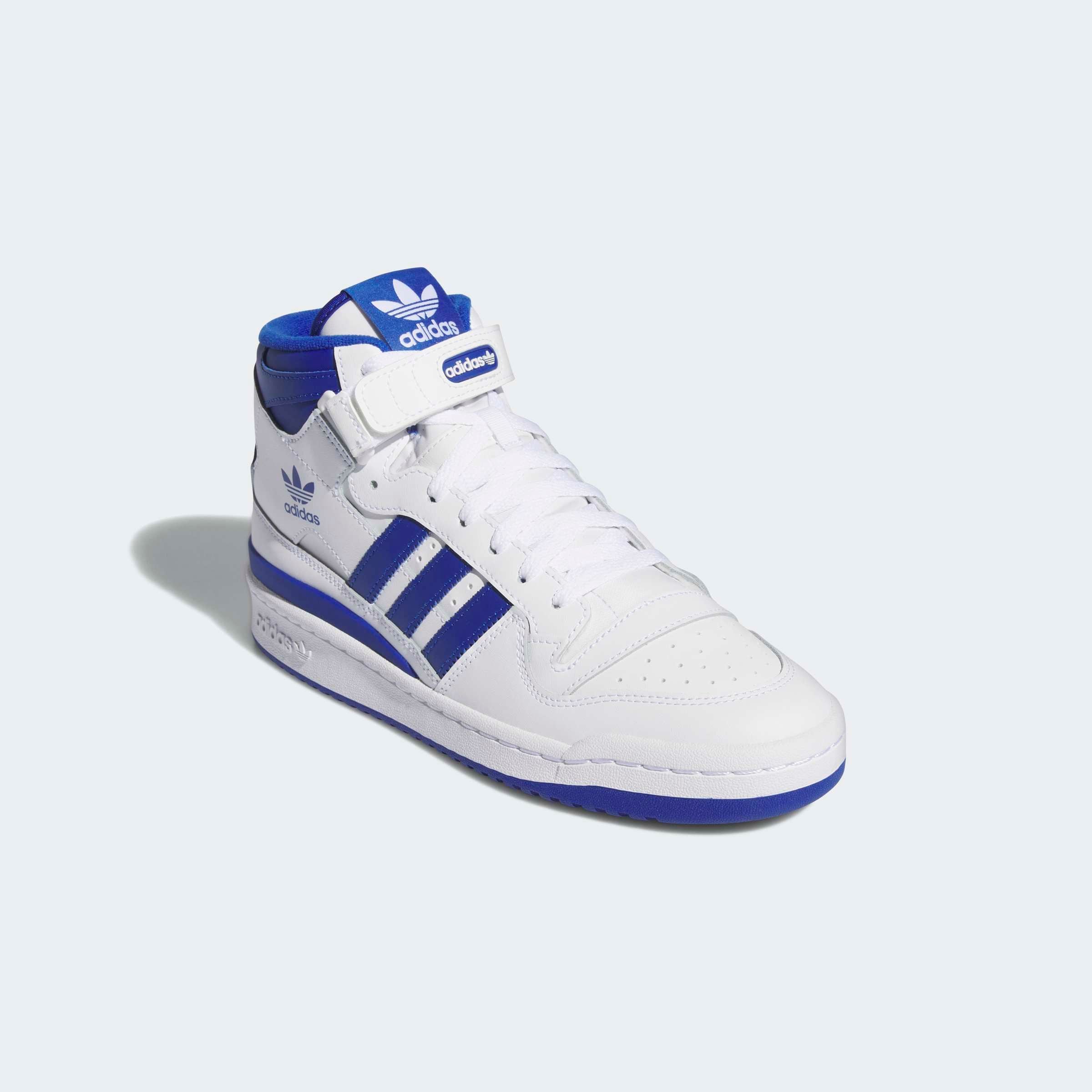Sneaker ADIDAS ORIGINALS "FORUM MID", Herren, Gr. 45, blau (cloud weiß, royal blau, cloud weiß), Baumwolle, Synthetik, Schuhe Sneaker