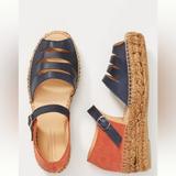 Anthropologie Shoes | Anthropologie/ Naguisa Silencio Espadrille Platform Sandals Woman’s Size 37 | Color: Blue/Orange | Size: 7
