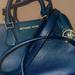 Michael Kors Bags | Michael Kors Camille Satchel Small Navy Blue Pebbled Leather | Color: Blue/Gold | Size: Os
