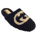 Gucci Shoes | Gucci Black / Beige Gg Logo Shearling Slippers | Color: Black/Tan | Size: 6.5