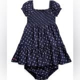 Ralph Lauren Dresses | Bnwt Polo Ralph Lauren Baby Girls' Floral Print Cotton Dress - Navy Blue - 9m | Color: Blue/White | Size: 9mb