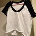 Brandy Melville Tops | Brandy Melville Cropped Black And White Cropped Baseball Baby Tee | Color: Black/White | Size: S