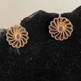 Madewell Jewelry | 0.5”. Madewell Gold Plated Diamond Etched Scrollwork Flower Stud Earrings | Color: Gold | Size: Half Inch