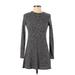 Topshop Casual Dress - Mini Crew Neck Long sleeves: Gray Marled Dresses - Women's Size 0