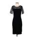 Ann Taylor Cocktail Dress - Sheath Scoop Neck Short sleeves: Black Print Dresses - Women's Size Small