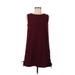 Cupcakes & Cashmere Casual Dress - Shift Crew Neck Sleeveless: Burgundy Print Dresses - Women's Size Small