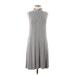 Cupio Casual Dress - A-Line Turtleneck Sleeveless: Gray Solid Dresses - Women's Size Medium