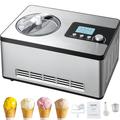 VEVOR Kompressor Eismaschine Eiscrememaschine 2 L, 180 W Frozen Joghurtbereiter Speiseeismaschine 3 Modi Joghurtmaschine Haushalt, Tragbare Eismaschine Sorbet Gelato Geräuscharm Silber Elektrisch