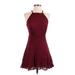 Forever 21 Contemporary Cocktail Dress - A-Line Halter Sleeveless: Burgundy Print Dresses - Women's Size Small