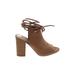 Delicious Heels: Brown Print Shoes - Women's Size 7 - Open Toe