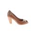 Jeffrey Campbell Heels: Pumps Chunky Heel Boho Chic Brown Print Shoes - Women's Size 9 1/2 - Peep Toe