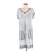 Jane and Delancey Casual Dress - Shift V Neck Short sleeves: Gray Color Block Dresses - Women's Size Small