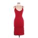 Forever 21 Casual Dress - Sheath Plunge Sleeveless: Burgundy Print Dresses - Women's Size Large