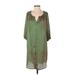 Collective Concepts Casual Dress - Shift: Green Chevron/Herringbone Dresses - Women's Size Small