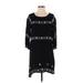 Mi ami Casual Dress - Mini Scoop Neck 3/4 sleeves: Black Print Dresses - Women's Size Small