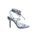 Cult Gaia Heels: Gray Print Shoes - Women's Size 37 - Open Toe