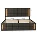 Ivy Bronx Bed w/ LED Lights Upholstered/Faux leather in Black | 40.9 H x 56.3 W x 76.8 D in | Wayfair 68B763F9D3E549DBA2A6CE76D9EA4EB6