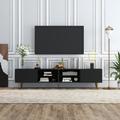 Mercer41 Digno 86" Wide TV Stand w/ LED Light For Living Room Wood in Black | 19.49 H x 86.61 W x 13.86 D in | Wayfair