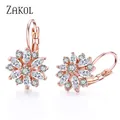 ZAKadvocate-Boucles d'Oreilles en Or Rose pour Femme Créoles en Clip CZ à la Mode