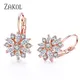 ZAKadvocate-Boucles d'Oreilles en Or Rose pour Femme Créoles en Clip CZ à la Mode