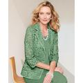 Draper's & Damon's Women's Lace Satin Trim Jacket - Green - PM - Petite