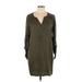 Express Outlet Casual Dress - Mini V Neck 3/4 sleeves: Green Print Dresses - Women's Size Large