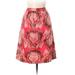 Tory Burch Silk A-Line Skirt Knee Length: Pink Print Bottoms - Women's Size 8