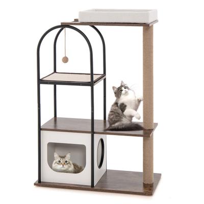 Costway 47 Inch Tall Cat Tree Tower Top Perch Cat Bed with Metal Frame-White