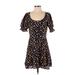 Madewell Casual Dress - Mini Scoop Neck Short sleeves: Blue Print Dresses - Women's Size 00