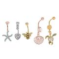 NUOLUX 5pcs Rhinestone Belly Button Rings Exquisite Body Piercing Nails Accessories
