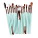 Deal!KANY Beauty Tool Makeup Brush Sets 15pcs Makeup Brush Sets tools Make-up Toiletry Kit Wool Make Up Brush Set Makeup Brushes Set Valentines Day Gifts for Girlfriend Yourself Mint Green 15PC Set