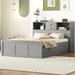 Multi-Functional Full Size Wood Pltaform Bed with Size Trundle, Panel Bed with Upper Shelves& 3 Drawers