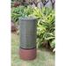 44" Tall Large Modern Cylinder Ribbed Tower Water Fountain With Rustic Base, Contemporary Copper Finish Outdoor Bird Feeder