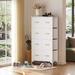 Tall White Dresser for Bedroom with 8 Fabric Drawers, Modern Chest of Drawers