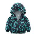 Toddler Cartoon Print Zip Jacket Hooded Trench Lightweight Rain Jacket Light Windbreaker 2-7 Years