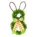 LSLJS Easter Bunny Wreath for Front Door Easter Decorations 20 inch Rabbit Shape Vines Garland with Bow Artificial Green Leaves Bunny Welcome Sign Easter Hanging Ornaments Spring Decor for Wall