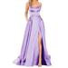 knqrhpse Sundresses for Women Wedding Guest Dresses Maxi Dress Casual Dress Prom Dresses Ladies Long Women Elegant Backless Side Slit Wedding Evening Party Dress With Pockets Purple Dress L