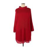 Chelsea28 Casual Dress - Popover Turtleneck 3/4 Sleeve: Red Dresses - New - Women's Size 2X-Large