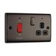 BG Nexus Metal Black Nickel 45A Cooker Control Unit With Switched 13A Power Socket, Includes Power Indicators - Black Insert - N