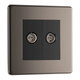 BG Nexus Flatplate Screwless Black Nickel 2 Gang Double Co-Axial Socket for TV & FM Aerial Connection - FBN61