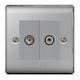 BG Nexus Metal Brushed Steel Single Socket For Tv Or Fm Co-Axial Aerial And Satellite Connection - NBS65