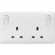 Knightsbridge 13A 2G DP Switched Socket with twin earths and outboard rockers - White - CU9001