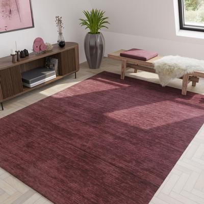 Wollteppich MORGENLAND "LORIBAFT TEPPSTAR", lila, B:200cm H:15mm L:300cm, Wolle, Teppiche, reine Schurwolle, uni, Wohnzimmer Image