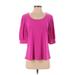 CeCe 3/4 Sleeve Top Pink Scoop Neck Tops - Women's Size Medium