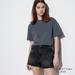 Women's High Rise Denim Shorts (Frayed Hem) | Dark Gray | 25 inch | UNIQLO US