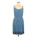 Pixley Casual Dress - Mini Scoop Neck Sleeveless: Blue Print Dresses - Women's Size Large