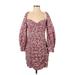 Nasty Gal Inc. Casual Dress - Bodycon Plunge 3/4 sleeves: Pink Floral Dresses - Women's Size 4