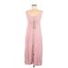 Topshop Casual Dress - Midi V-Neck Sleeveless: Pink Solid Dresses - Women's Size 6