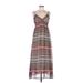 Chesley Casual Dress - Midi V-Neck Sleeveless: Brown Dresses - Women's Size Medium